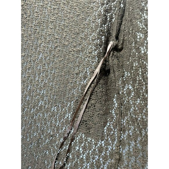 Chicos Sweater Open Crochet Size Large Tan Brown Beach Stretch Cotton Blend Knit - Picture 6 of 9